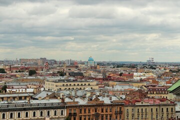 Fototapeta na wymiar Saint Petersburg View of the city, city roofs from St. Isaac's Cathedral