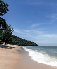 Pantai Pasir Panjang (Long Sand Beach) in a sunny day at Penang Island, Malaysia
