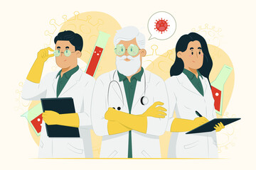 Doctors concept vaccine development team illustration