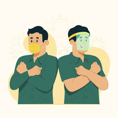 Fototapeta premium Wearing masks concept prevent epidemic rebound illustration