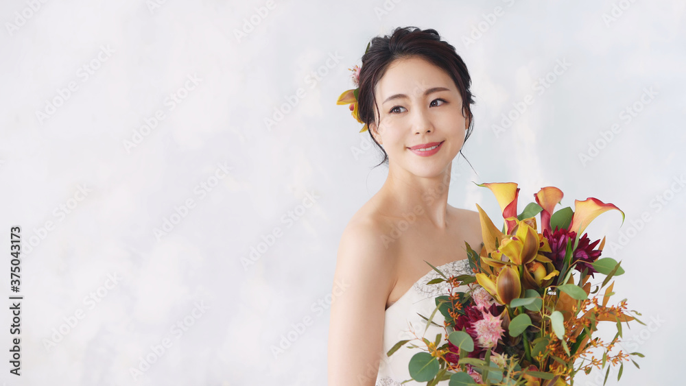 Aufkleber ウェディングドレスを着た女性　ブライダルイメージ　ウェディング　結婚式