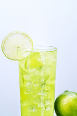 Glass with a fruit drink.