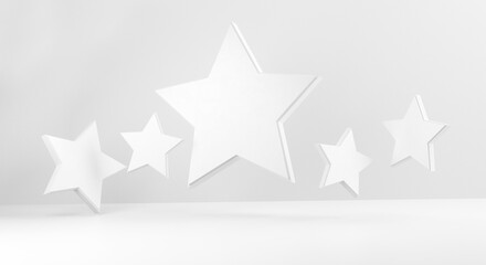 Obraz premium 5 light grey white stars backdrop 3d-illustration