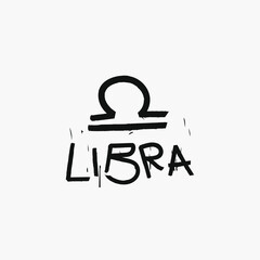Libra zodiac sign design in dirty artistic style	
