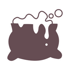 Cute halloween pot icon emoji element on white silhouette. Decoration for logo, card and any design. Vector illustration about holiday.