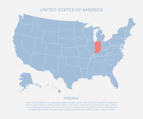 United states of America state Indiana USA map