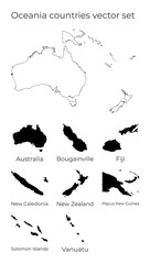 Oceania map with shapes of regions. Blank vector map of the continent with countries. Borders of the continent for your infographic. Vector illustration.