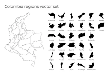 Fototapeten Colombia map with shapes of regions. Blank vector map of the Country with regions. Borders of the country for your infographic. Vector illustration. © Eugene Ga
