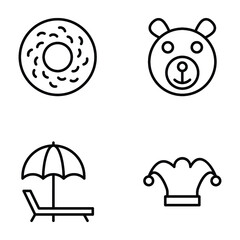 Kids Fun Line Icons Set 