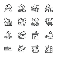 Agriculture and Landscapes Line Icons 