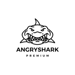 angry shark logo vector icon illustration