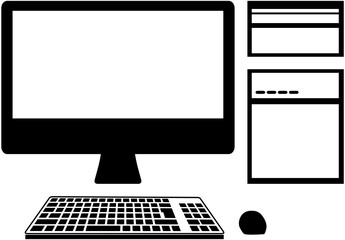 パソコンとパソコンの周辺機器のアイコン素材。