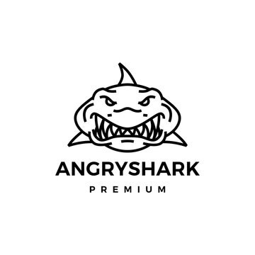 angry shark logo vector icon illustration