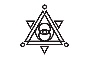 All-seeing eye of god in sacred geometry triangle, masonic sign and illuminati symbol