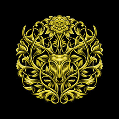 golden deer luxury symbol vector illustration
