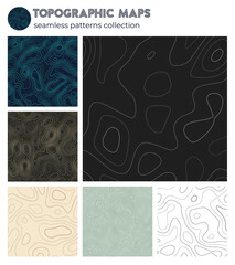 Topographic maps. Awesome isoline patterns, seamless design. Elegant tileable background. Vector illustration.