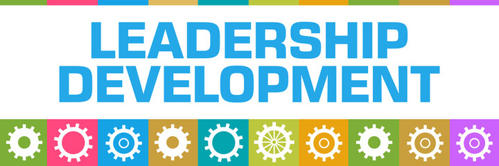 Leadership Development Colorful Boxes Gears Horizontal 