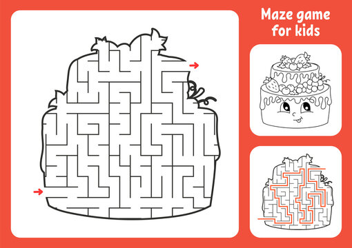 Abstract maze. Game for kids. Puzzle for children. Labyrinth conundrum. Find the right path. Education worksheet. With answer.