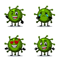 Vector Illustration of corona mascot or character collection set with expression theme