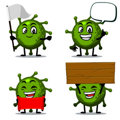 Vector Illustration of corona mascot or character collection set with sign theme