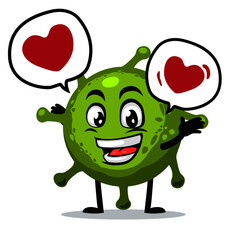 Vector Illustration of corona mascot or character says with love in bubble speech
