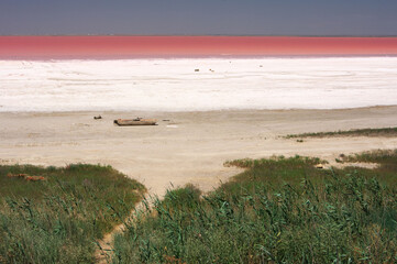 Pink salt lake