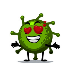 Vector Illustration of corona mascot or character with love eye