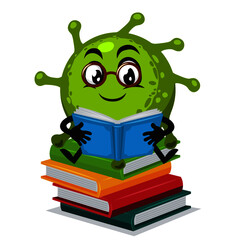 Vector Illustration of corona mascot or character reading book
