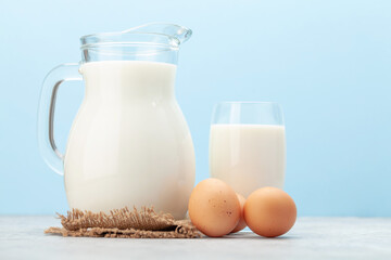 Milk jug and glass