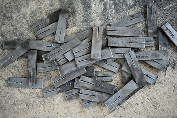 metallic pieces in the fabrication workshop. 