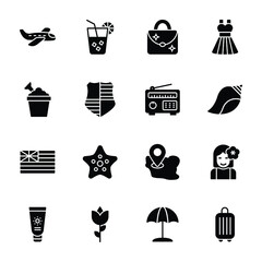 Fototapeta na wymiar Hawaii Symbols Pack Icons