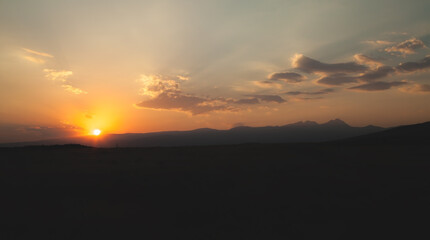 Beautiful view. Sunset at field. Armenia