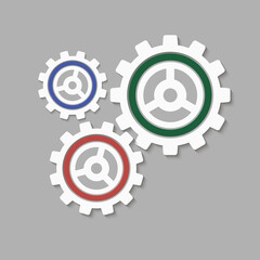 Metal gears. Factory gears vector icon. Mechanical gear. The image of the gear. Machine gear. Cogwheel gear