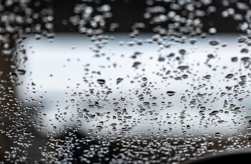 Rain drops on the car glass , After driving in the rain