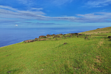 Fototapeta premium Rano Kau volcano in Rapa Nui, Easter Island, Chile