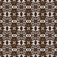Beautiful flower motifs on Solo batik design with white brown color design.