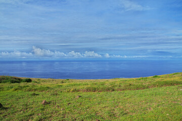 Fototapeta na wymiar Rapa Nui. The view on Pacific ocean on Easter Island, Chile