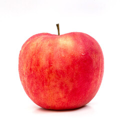 One red apple isolated on white with drop of water