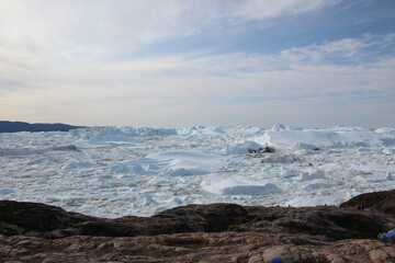 View over the Ilulissat Icefjord, Ilulissat, Greenland.