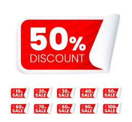 Realistic High Quality Red Labels on White Background . Isolated Vector Elements