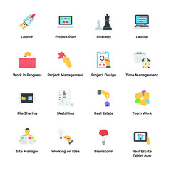 Project Planning Flat Vector Icons 