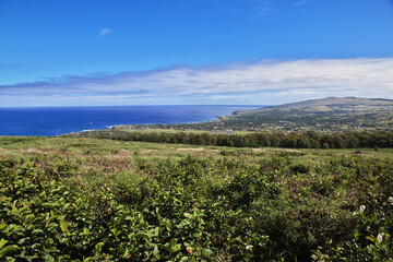 Fototapeta na wymiar Rapa Nui. The view on Hanga Roa, Easter Island, Chile
