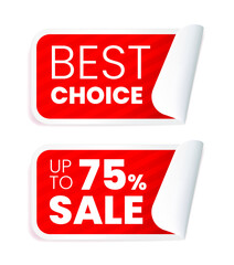 Realistic High Quality Red Labels on White Background . Isolated Vector Elements