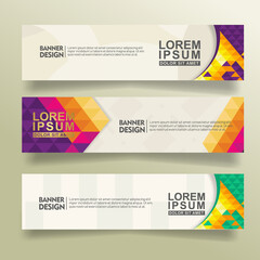set abstract banner template design with triangle geometric polygonal style vector illustration