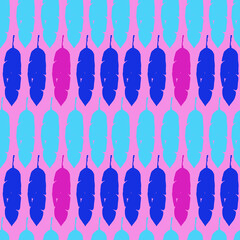 Trendy Tropical Vector Seamless Pattern. Feather Banana Leaves Monstera Dandelion Tropical Seamless Pattern. 