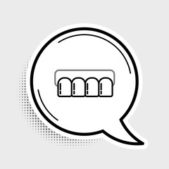 Line Dentures model icon isolated on grey background. Teeth of the upper jaw. Dental concept. Colorful outline concept. Vector. © Oksana