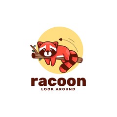 Vector Logo Illustration Ra Coon Simple Mascot Style.