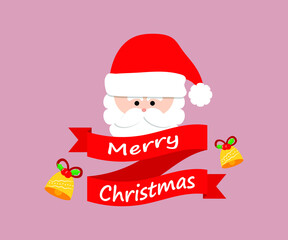 Vector illustration of Merry Christmas, santa claus, santa face, happy new year, christmas greeting, decoration, holiday poster, banner.