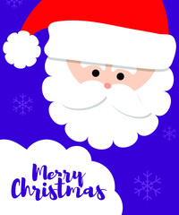 Vector illustration of Merry Christmas, santa claus, santa face, happy new year, christmas greeting, decoration, holiday poster, banner.