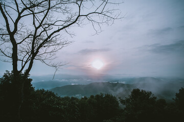 Fototapeta premium Sunset Mountain on blue sky